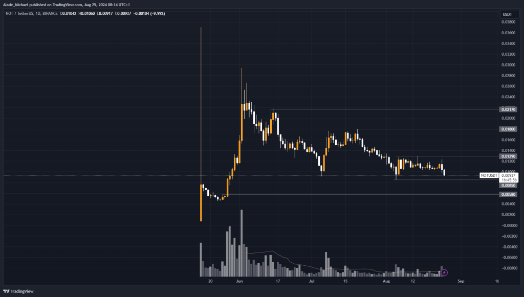 NOTCOIN PRICE ANALYSIS &amp; PREDICTION (August 25) – NOT Resumes Bearish After Two-Week Consolidation, Where Next?